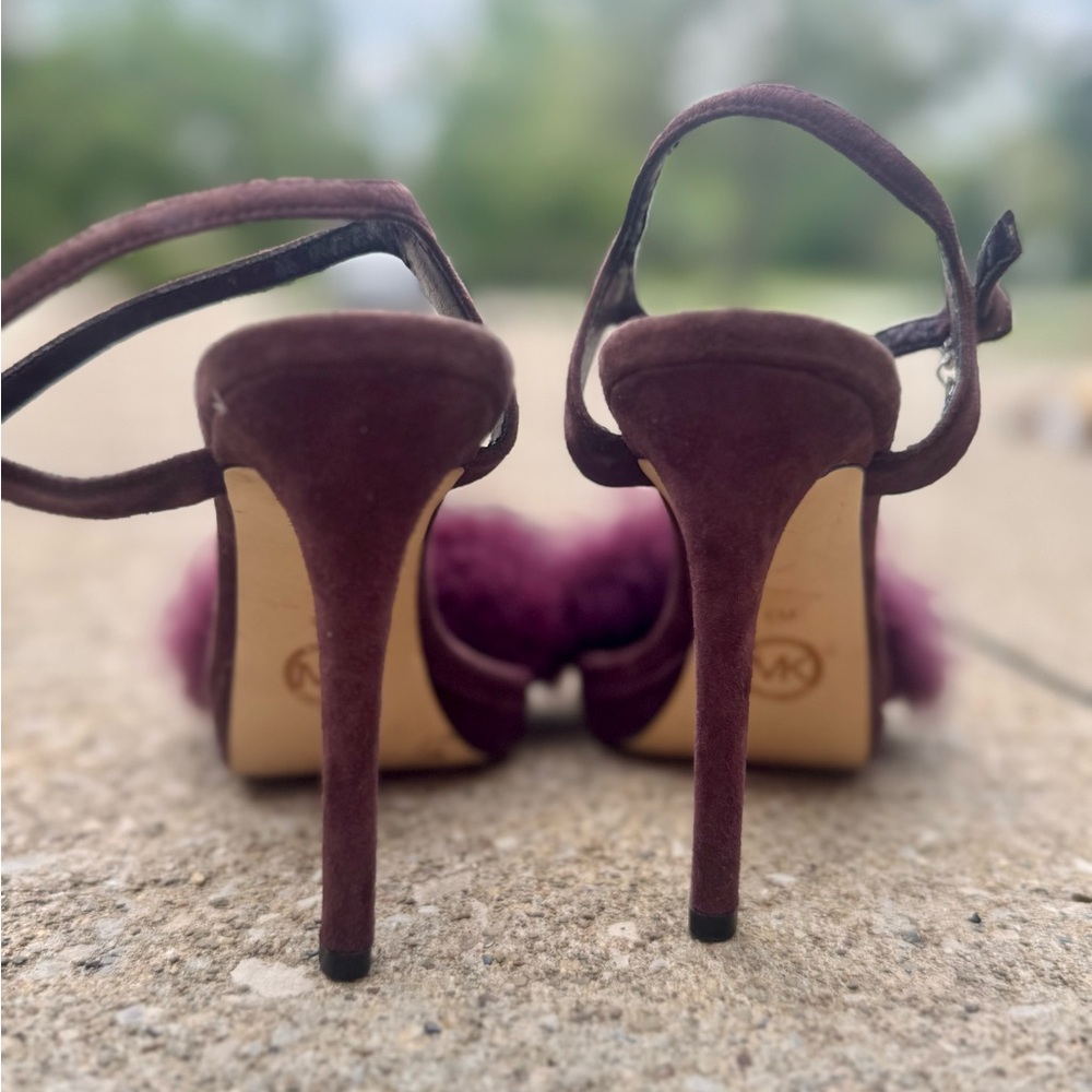 Michael Kors Burgundy Heels with Fluffy Detail - Picture 10 of 13
